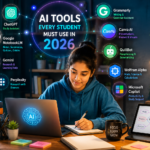 Student using AI tools for smarter study, exam preparation, writing, and presentations in 2026