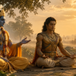 Shri Krishna guiding Arjuna in meditation and mind control in Bhagavad Gita Chapter 6 Dhyana Yoga