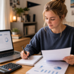 US student reviewing FAFSA financial aid documents while planning college expenses